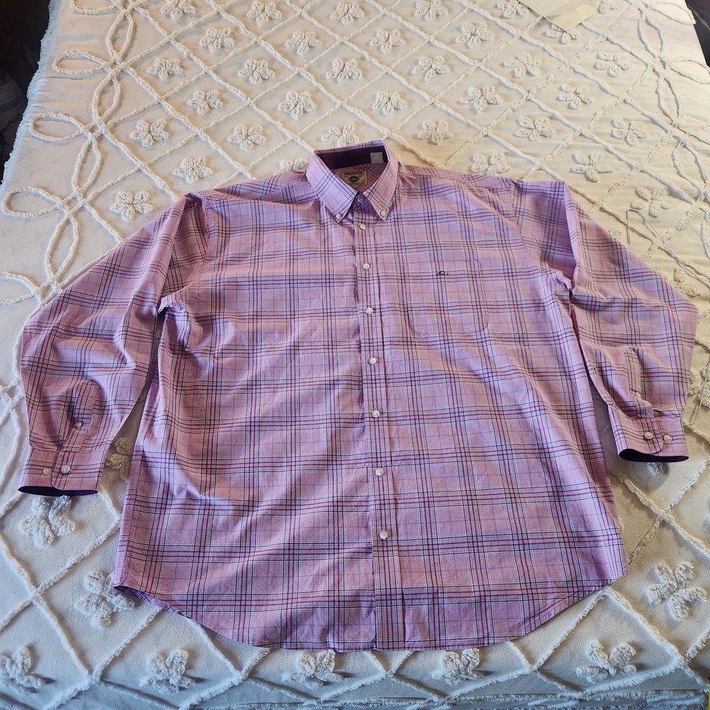 Resistol Shirt Mens XXL Button Down Pink Plaid Embroidered Western Cowboy Ranch